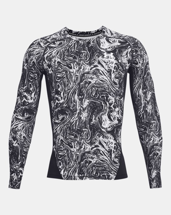 Under Armour UA HeatGear Long Sleeved Printed Mens Fitted Compression Top L 